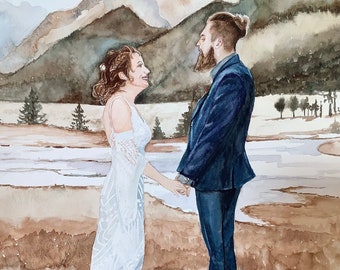 Custom Wedding portraits in Watercolour