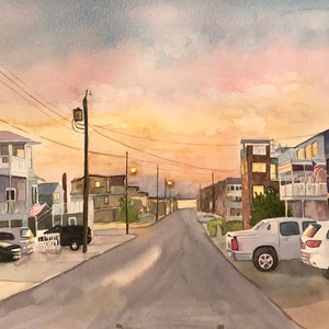 Paisagem, edifícios e igrejas em aquarela personalizada