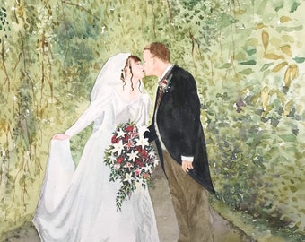 Custom Wedding portraits in Watercolour