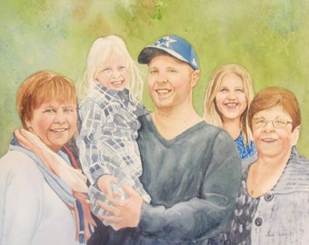 custom watercolour family portraits