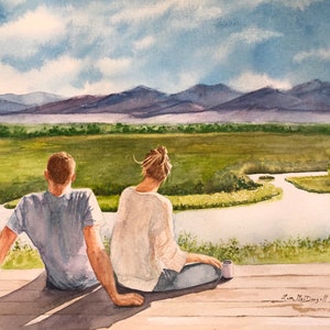 aangepaste aquarel familie- en huisdierportretten schilderij van foto