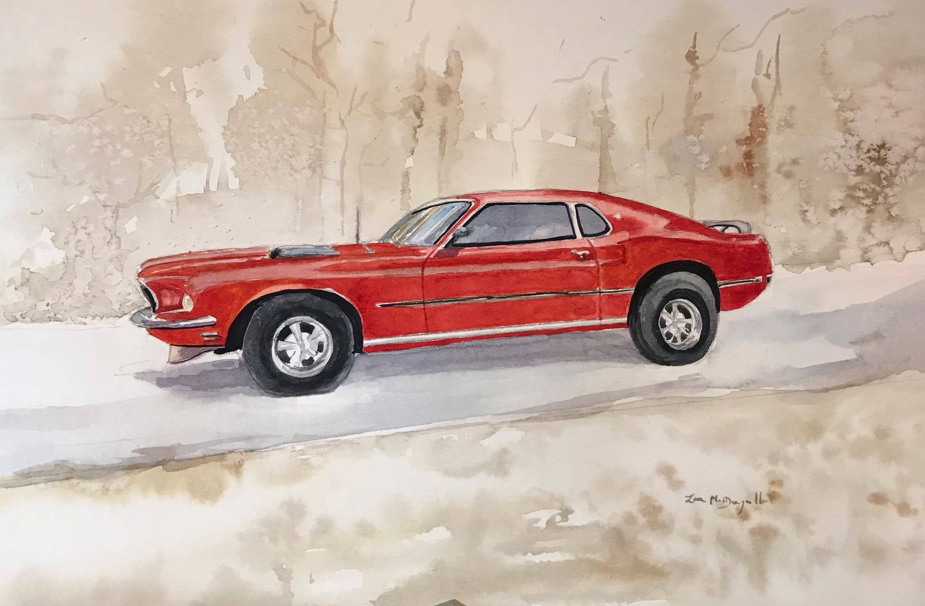 vehicle/old cars/vintage truck Custom Watercolour painting of plane/car