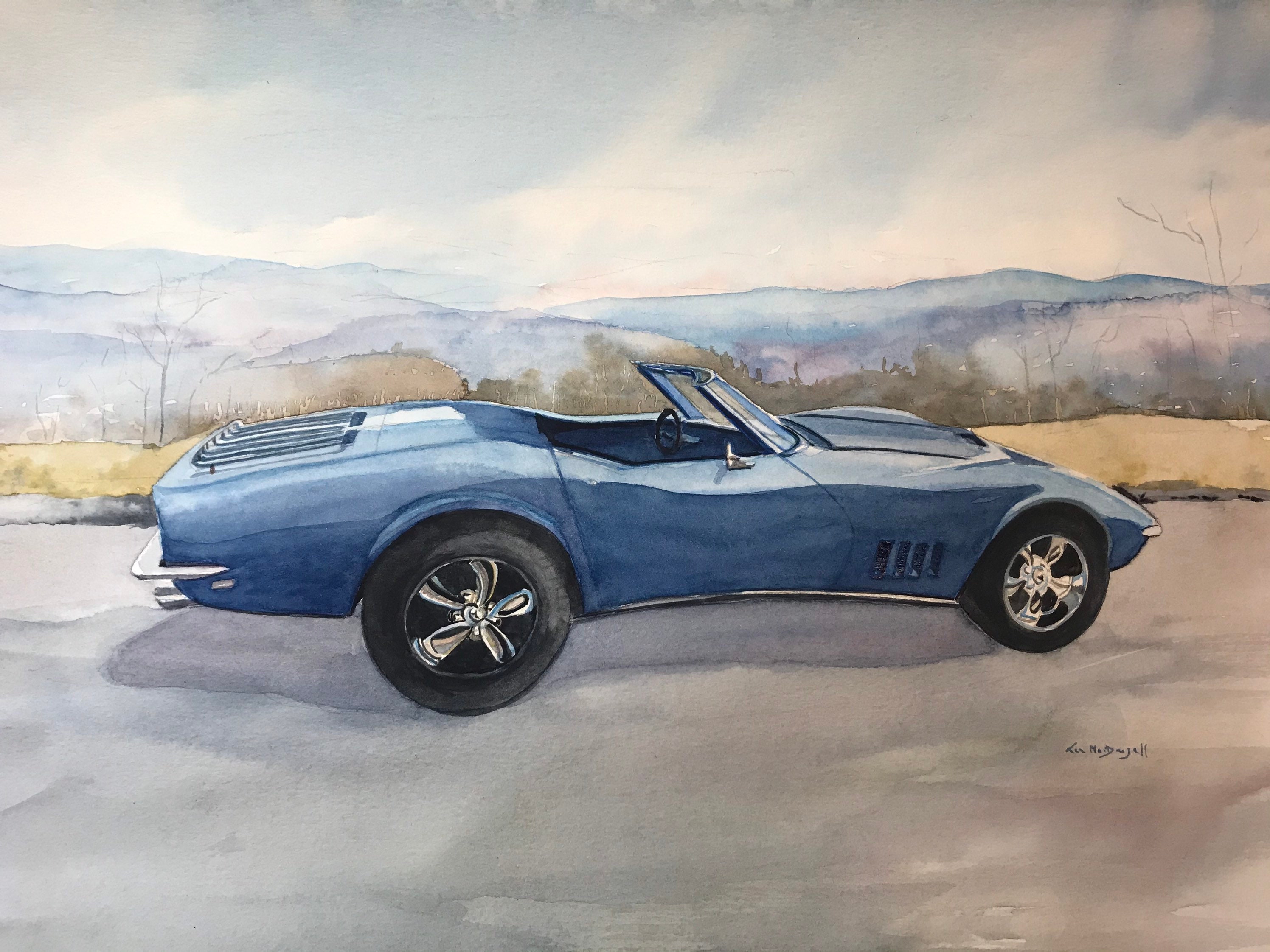 vehicle/old cars/vintage truck Custom Watercolour painting of plane/car