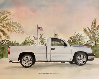 Custom Watercolour painting of car / truck / vehicle/old cars/vintage