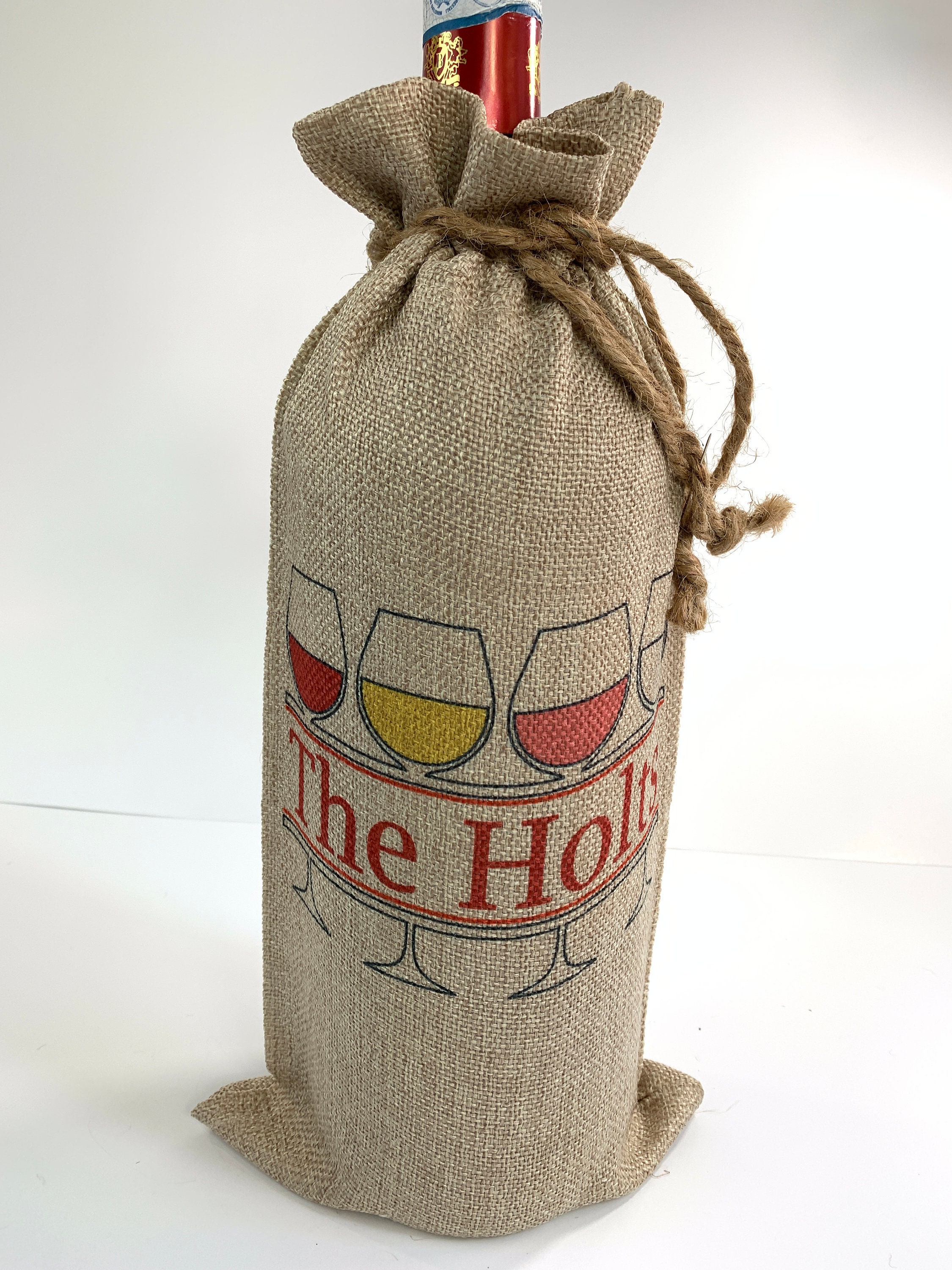 Personalized Wine Bag Anniversary Gift Burlap Gift Bag Etsy