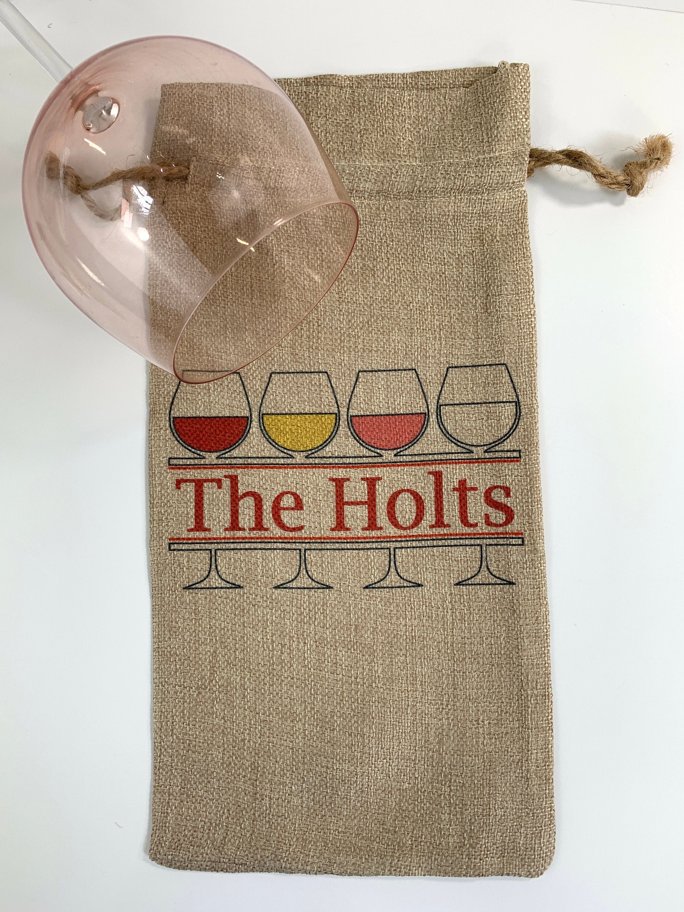 Personalized Wine Bag Anniversary Gift Burlap Gift Bag Etsy