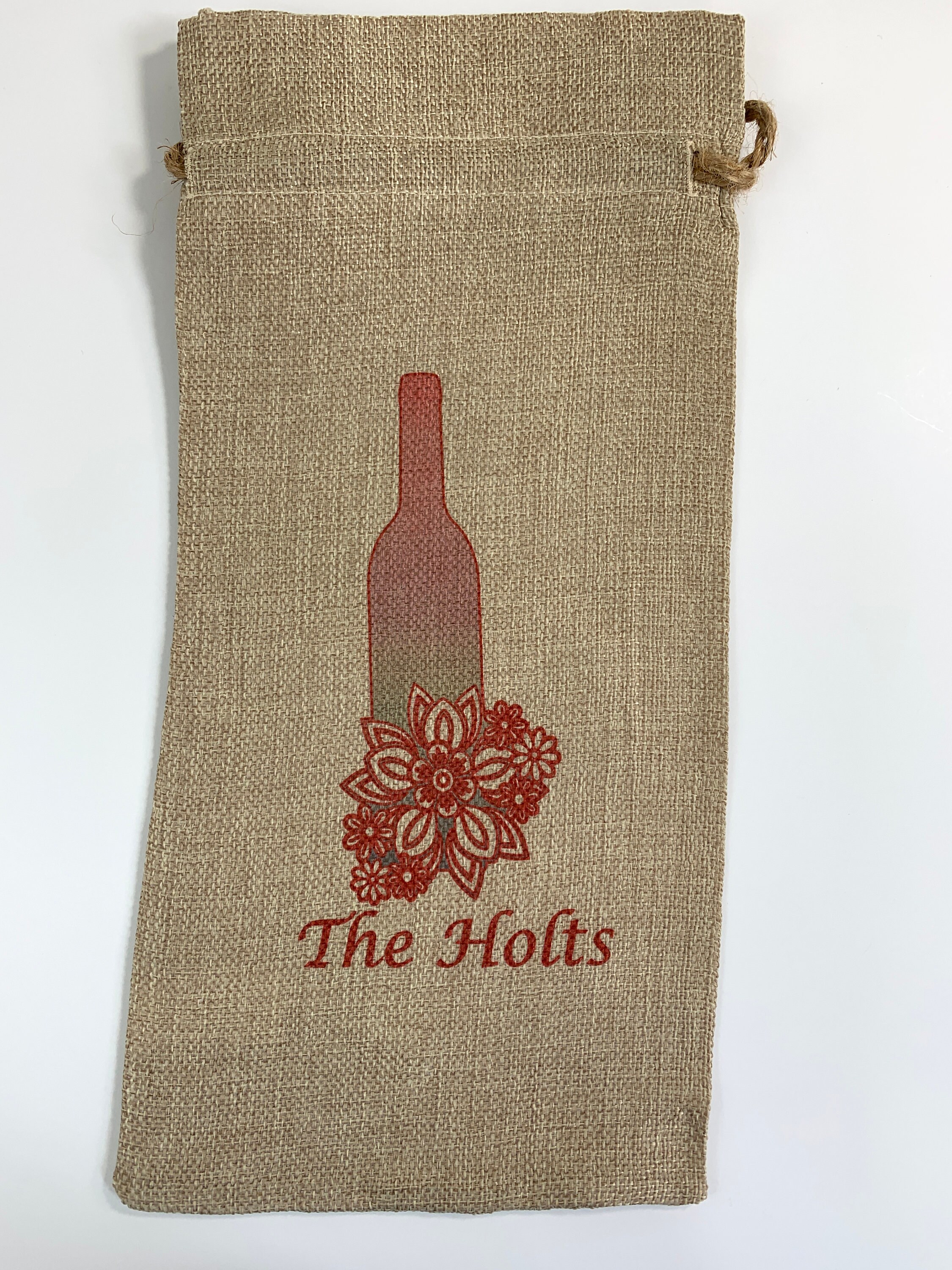 Personalized Wine Bag Anniversary Gift Burlap Gift Bag Etsy