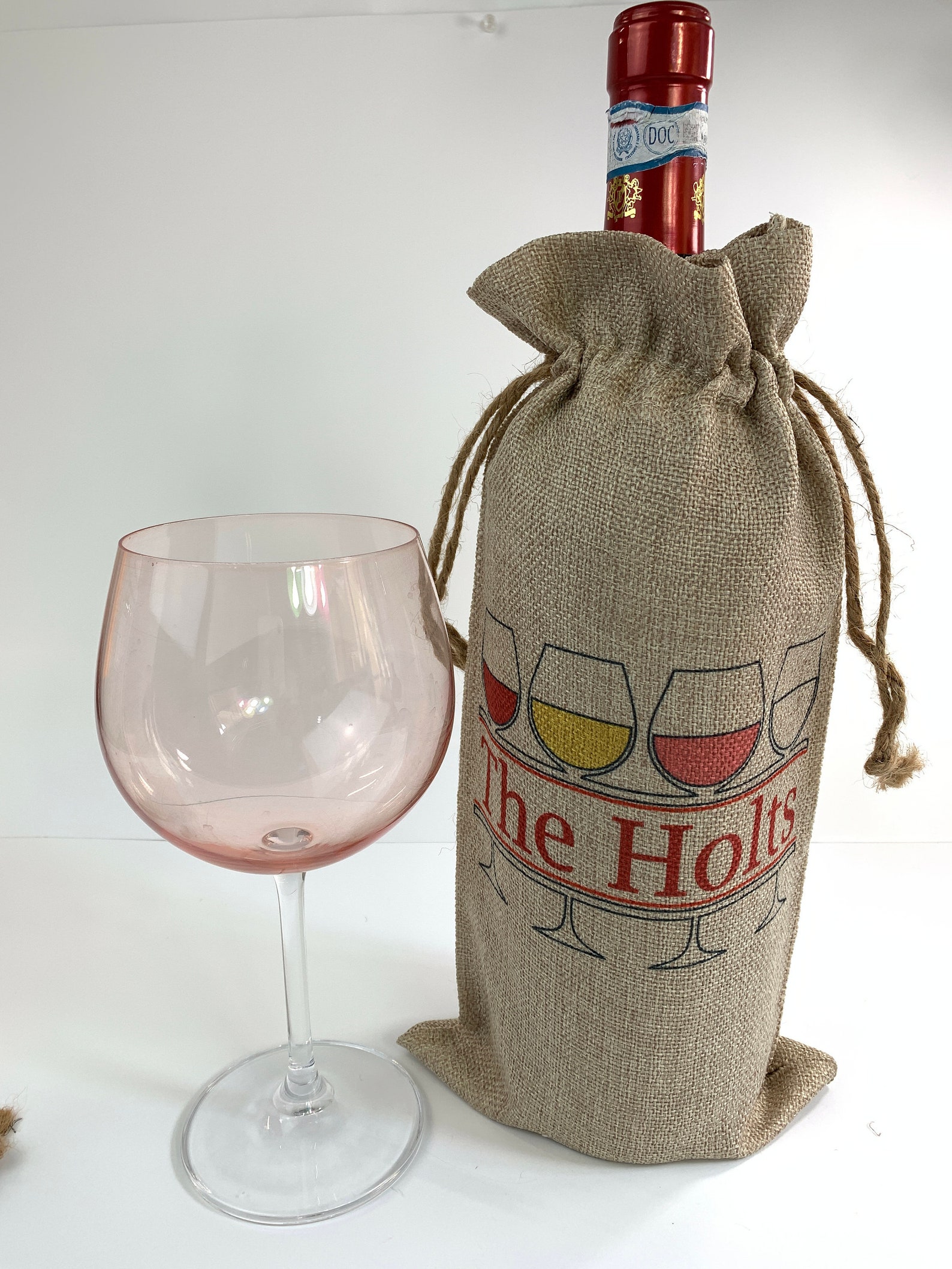 Personalized Wine Bag Anniversary Gift Burlap Gift Bag Etsy