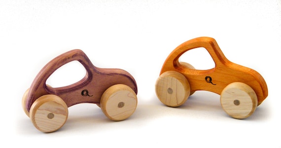 wooden push along car