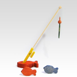 Junior Wooden fishing rod and fish