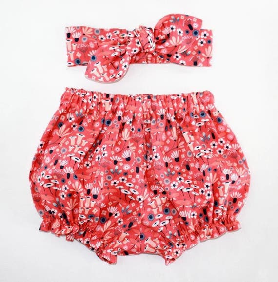 Coral Wildflower Baby Bloomers Organic Cotton Baby Girl Etsy