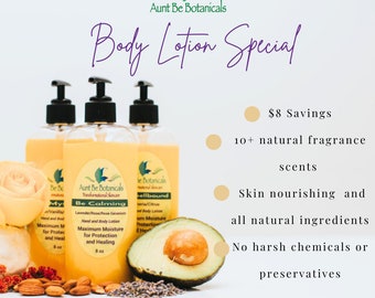 Body Lotion Special  | Pick Any Three | All Natural Lotion | Body & Hand Cream |  Natural Lotion |  Clean Ingredients