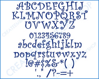 Curly Sue Font - 1", 1.5", 2", 2.5" Sizes