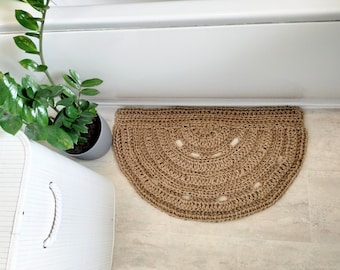 Washable Half circle 100% eco-friendly and durable jute rug. 29 x 18 inches (74 x 46 cm).