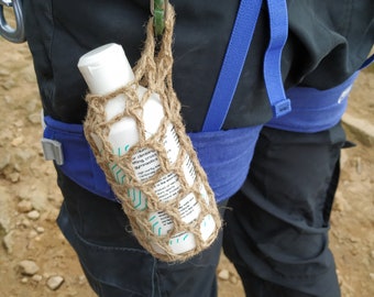Liquid chalk bag, jute holder for liquid chalk container, eco-friendly. Accessories for climbers.