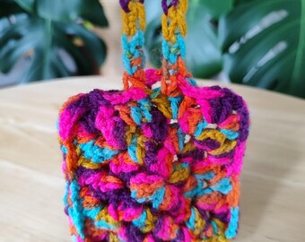 Ear pod case, earbuds pouch, handmade, crochet, "Bright Brillante" colours.