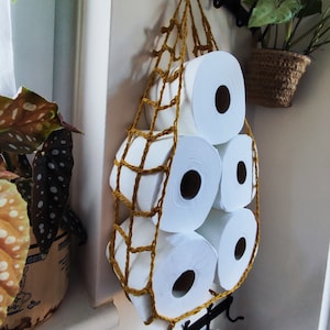 Handmade Crocheted Cotton Toilet Paper Holder, Small Bathroom Storage