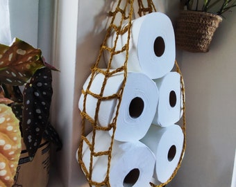 Handmade Crocheted Cotton Toilet Paper Holder, Small Bathroom Storage