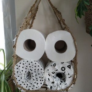 Unique Jute toilet paper holder, natural, eco-friendly, hanging hammock. Great for boat or caravan. image 4