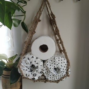 Unique Jute toilet paper holder, eco-friendly, hanging hammock. Great for boat or caravan. image 4