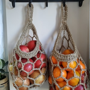 Jute fruit basket, eco-friendly, fruit/vegetable hanging basket. Great for boat or caravan.