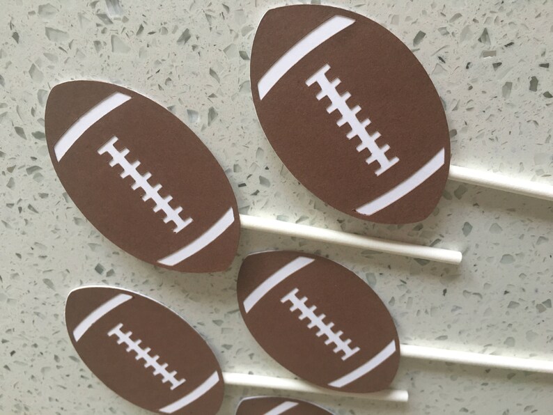 Football Sunday Set Of 12 Football Cupcake Toppers Football Birthday Football Party Decor Football Toppers Super Bowl Cupcake Toppers