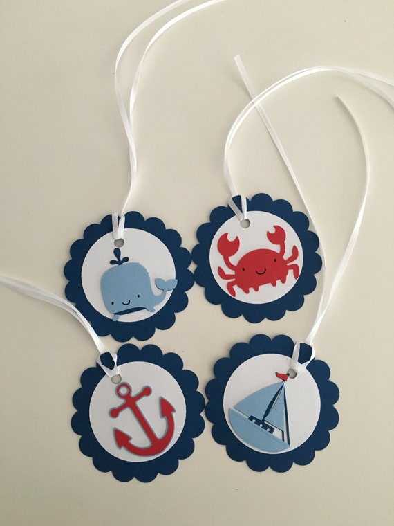 12 Nautical Gift Tags Nautical Favor Tags Nautical Themed Etsy