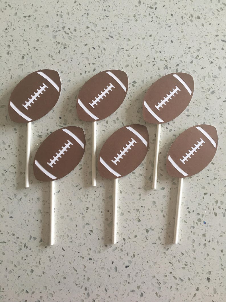 Football Sunday Set Of 12 Football Cupcake Toppers Football Birthday Football Party Decor Football Toppers Super Bowl Cupcake Toppers