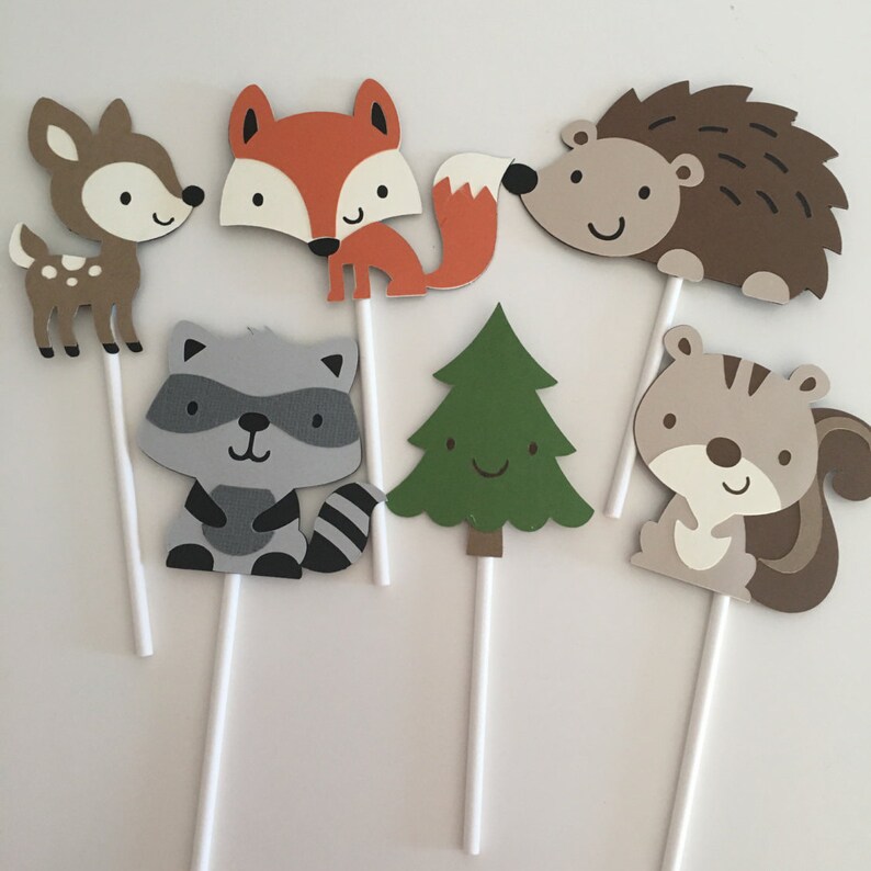 woodland-animals-cupcake-toppers-woodland-party-decor-etsy
