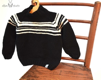 SALE Stylish baby sweater / merino wool sweater / black baby sweater / woolly jumper