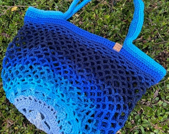 Crochet market bag, handmade reusable shopping bag