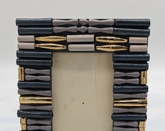 Beaded photo frame, wooden, paper beads, 4x6