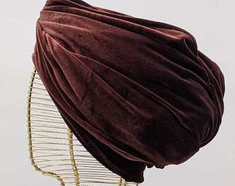 Velvet turban; Velvet headwap; Vintage style self wrap turban