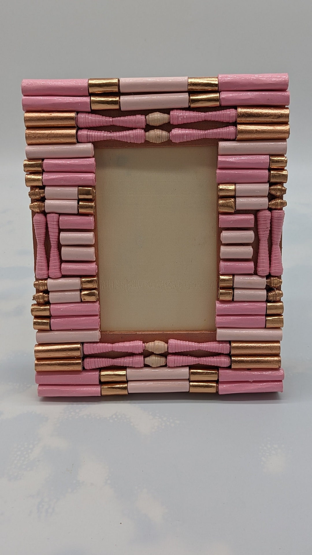 Beaded Picture Frame, Wooden Picture Frame, Paper Bead Frame, Photo