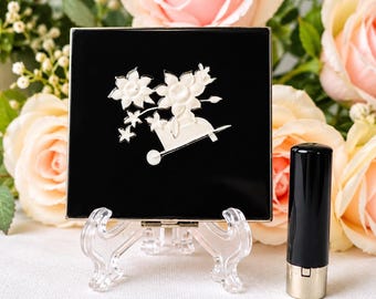 Vintage Zell Fifth Avenue Hydrangea Compact & Lipstick Set