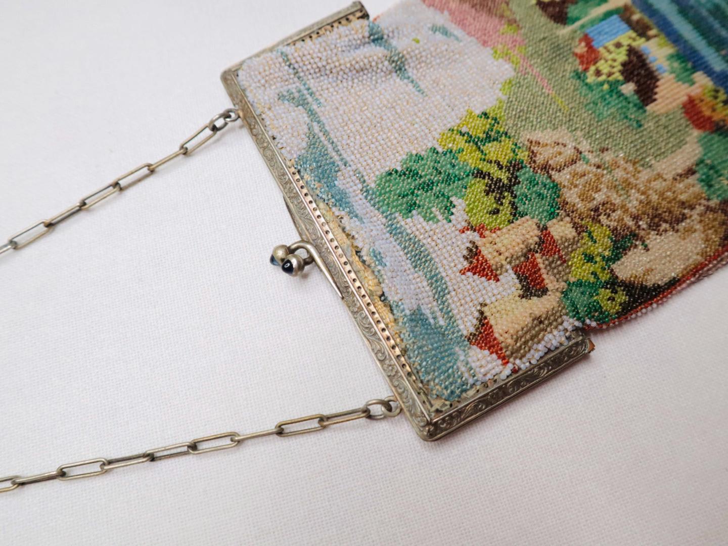 Antique Scenic Beaded Purse With Blue Cabochon Clasp 1920s Art Deco ...