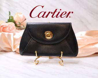 Vintage Cartier Panthère Black Leather Coin Purse