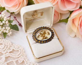 Vintage Sagittarius Zodiac Brooch West Germany Lucite Rhinestones
