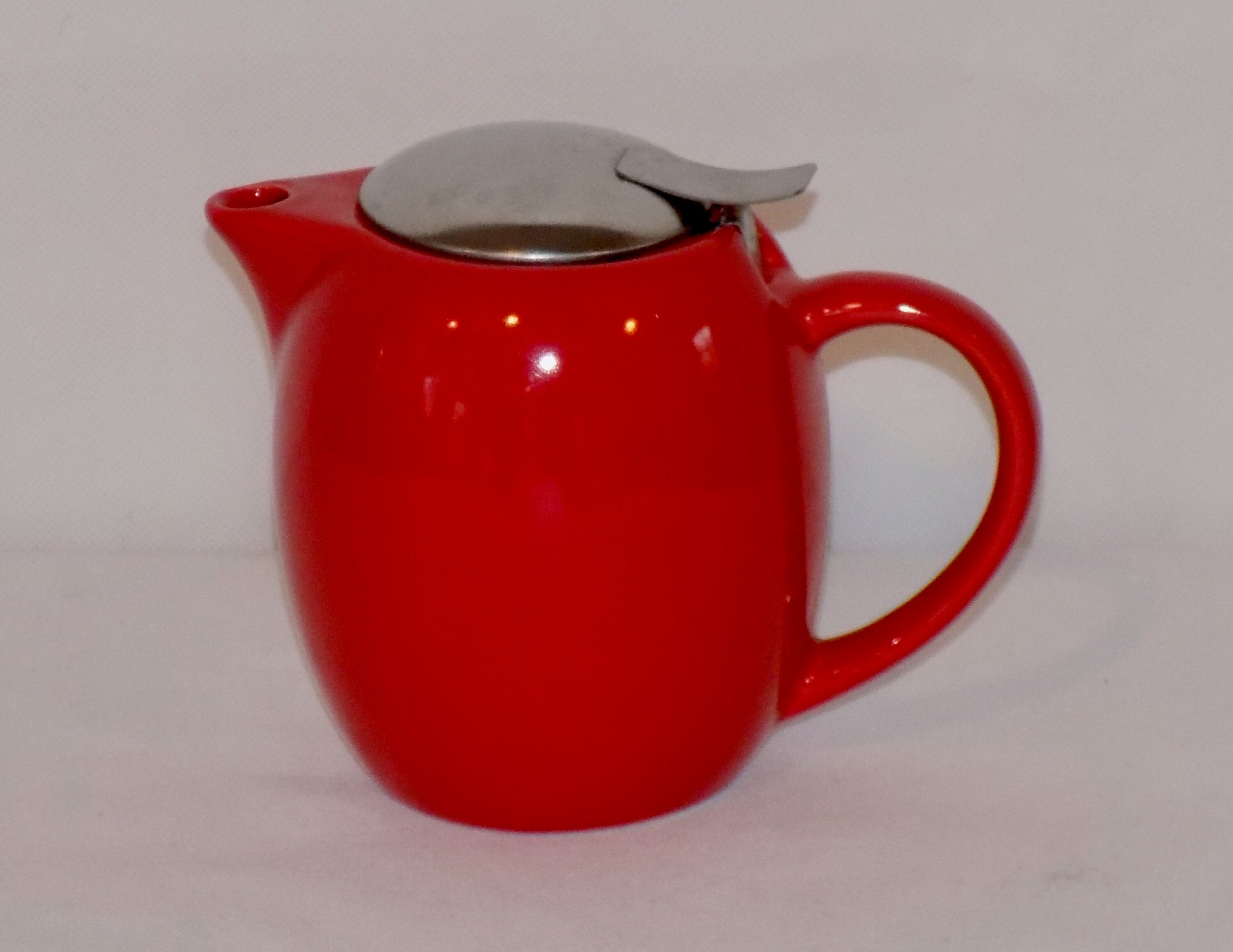 Red Ceramic Pitcher with Stainless Lid 3 Cup Vintage Etsy