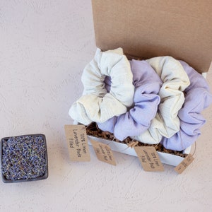 Lavender Buds Filled OverSized 100% Linen Scrunchie/ Gift Set / Aromatherapy / Mothers Day Gift