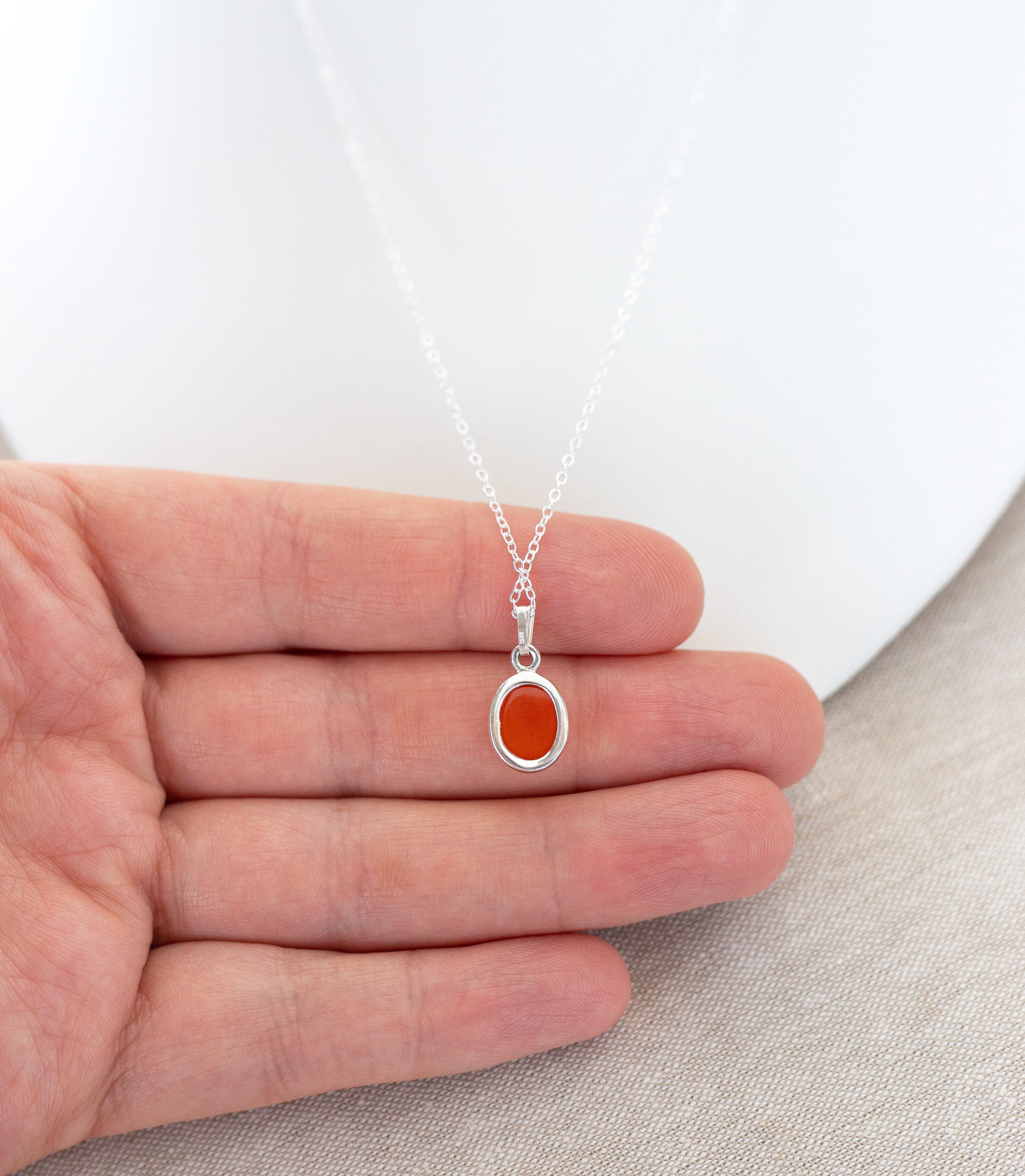 Red Carnelian Sterling Silver Oval Pendant Necklace - Etsy