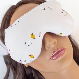 Weighted Flax Seed Eye Mask or Eye Pillow with Lavender Essential Oil Lavender Sheep Print