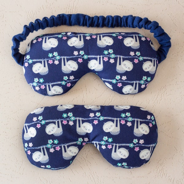 Navy Sloth Print Weighted Flax Seed Eye Mask or Pillow with Lavender Essential Oil