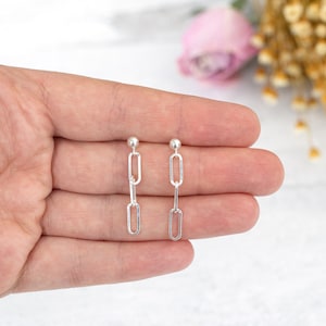 Sterling Silver Paperclip Chain Link Earrings