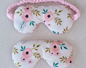 Weighted Flax Seed Eye Mask or Eye Pillow with Lavender Essential Oil Pink Floral Print