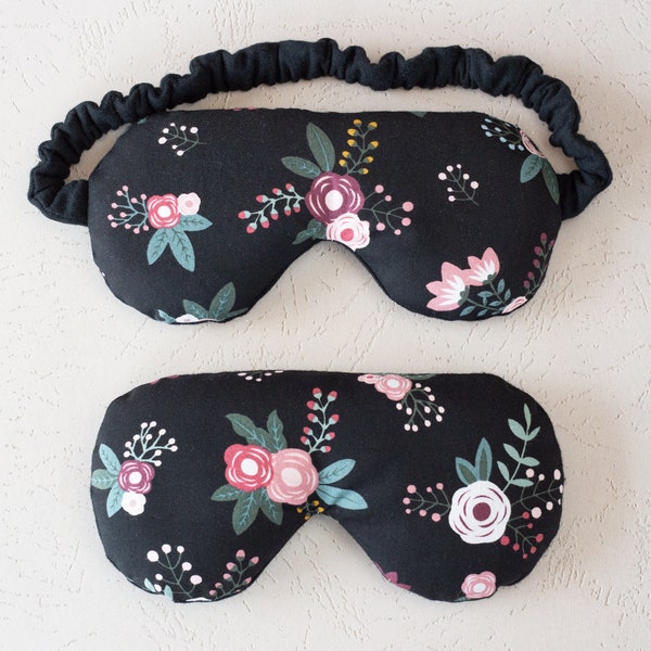 Black Weighted Flax Seed Eye Mask or Eye Pillow with Lavender Essential Oil