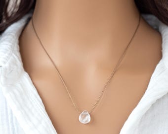 Quarz Kristall Seidenkordel Halskette mit Sterling Silber Verschluss
