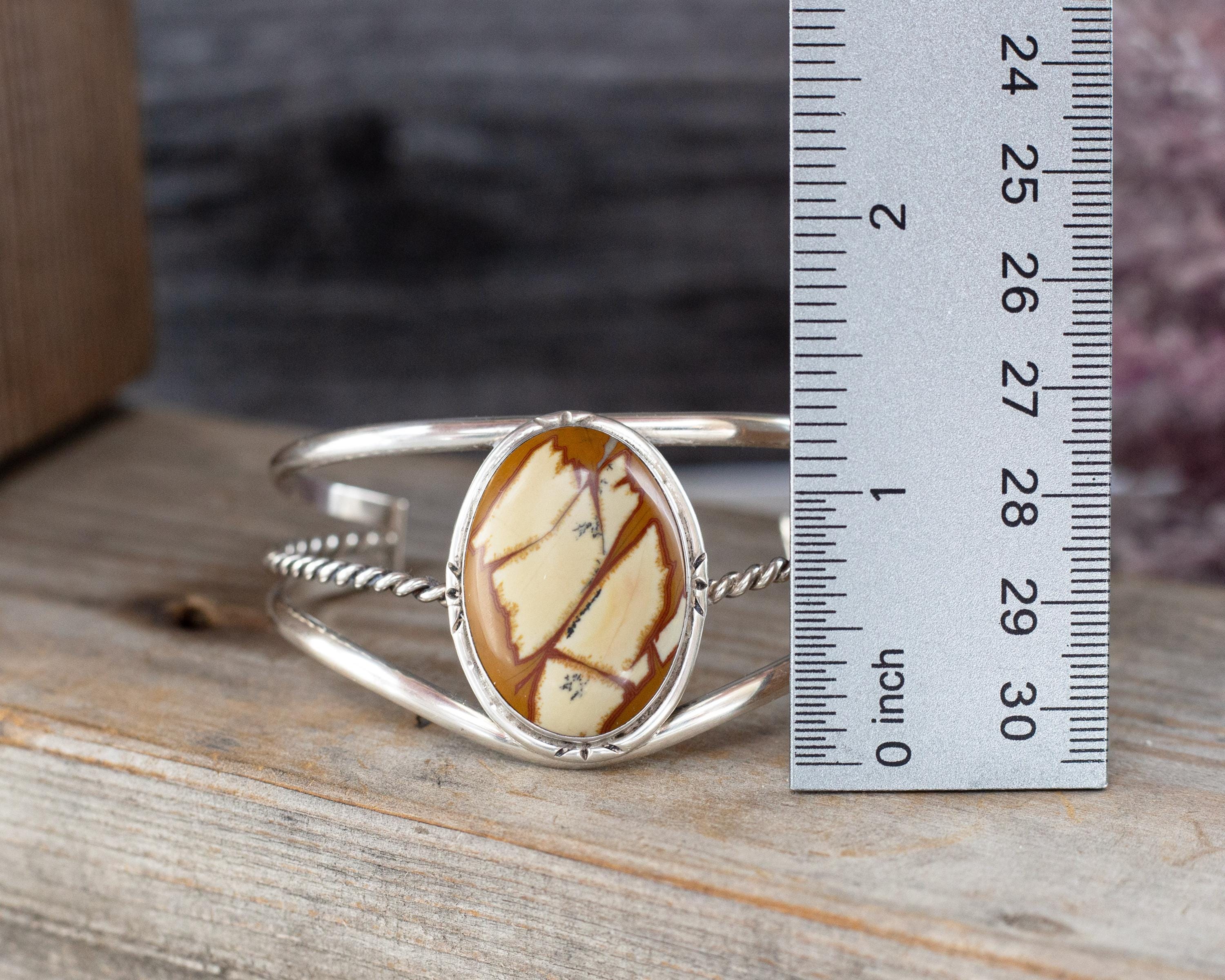 Native American made Sterling Silver Jasper Cuff Bracelet, Vintage Southwestern