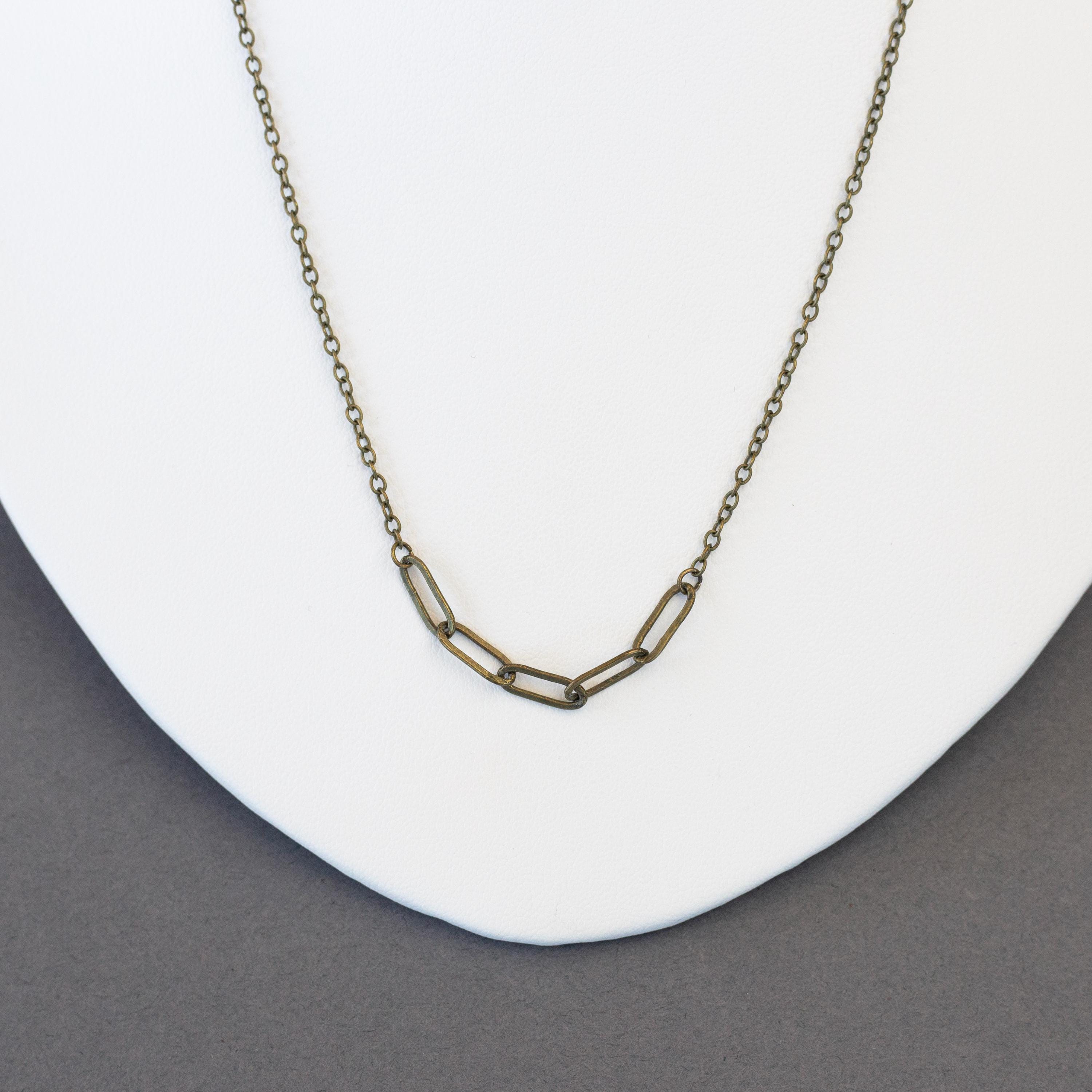Antique Bronze Mixed Paperclip Chain Necklace, Layering Necklace ...