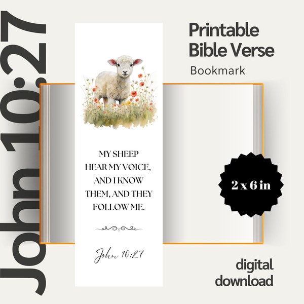 John 10:27, Bible Verse, KJV Scripture, Digital Download, Printable Bookmark